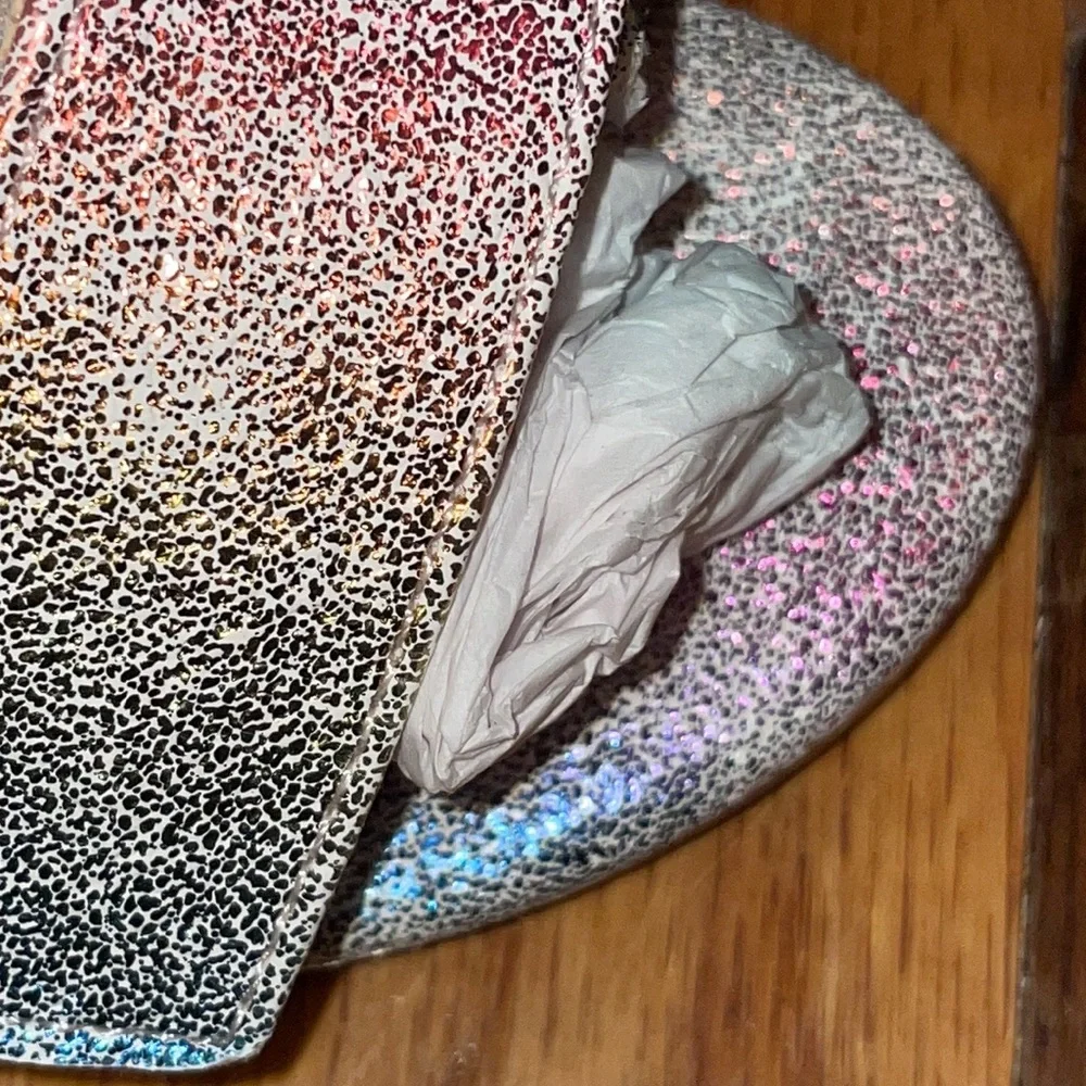 NEW Toddler GLITTER SPARKLE unicorn rainbow heel dress shoe color heel shoe 7